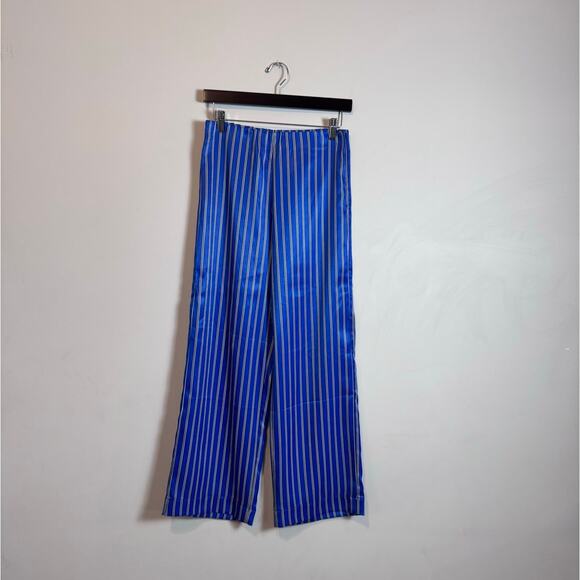 H&M Striped Satin Pants Blue - Size 2 - Picture 1 of 5